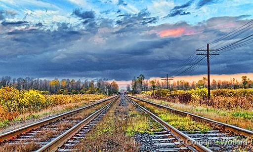 Train Tracks At Daybreak_29670.jpg - Photographed near Smiths Falls, Ontario, Canada.